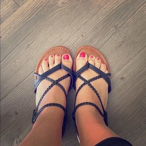 Black strapped sandals